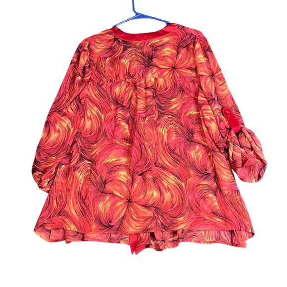 Oxford Regent One Button Button Womens Large Red Floral Abstract Pattern Sheer - Picture 3 of 12